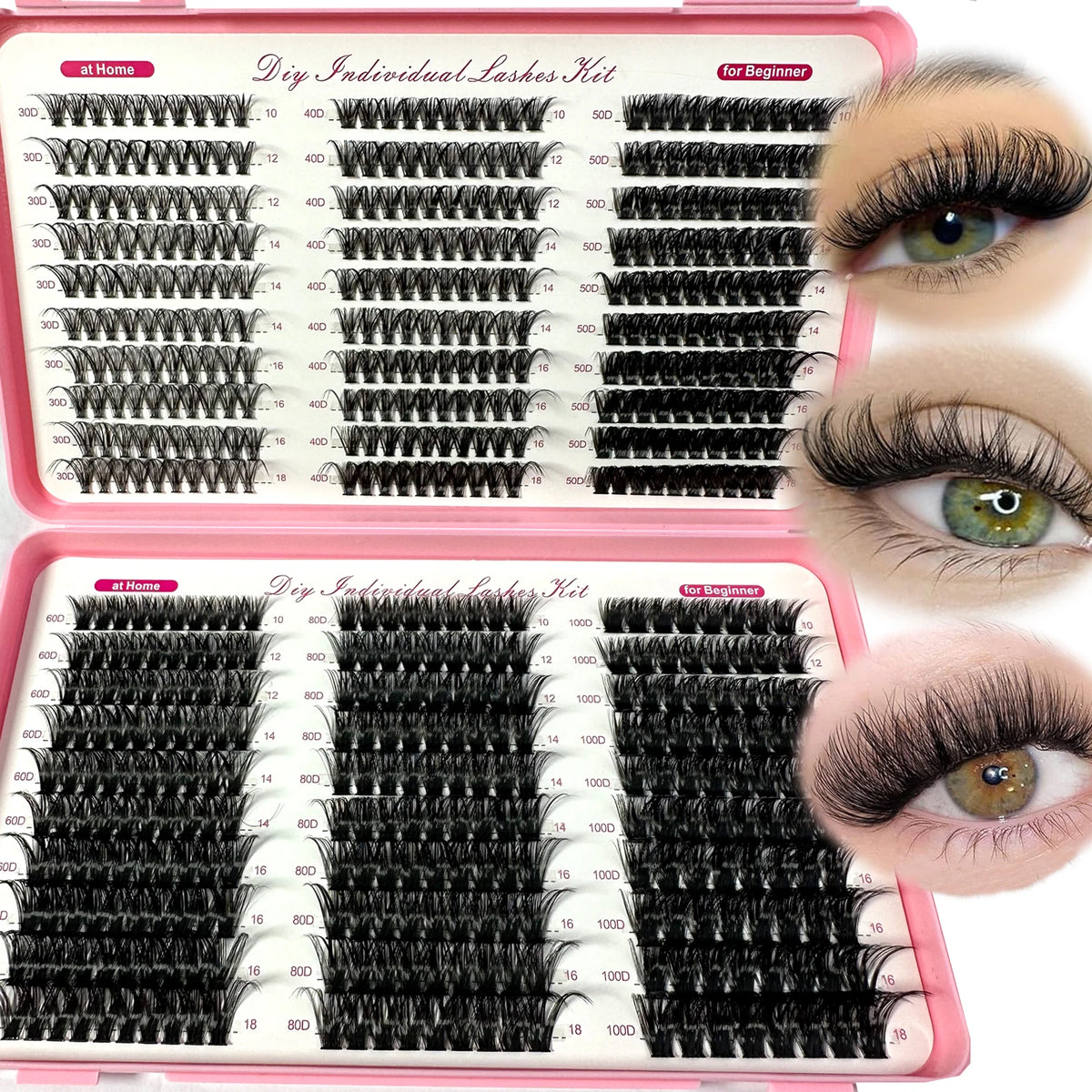 Pestañas individuales con efecto de pinchos, pestañas postizas en racimo, kit de racimos de pestañas curvatura D 10-20MM para extensiones de pestañas caseras, 6 estilos de racimos de pestañas