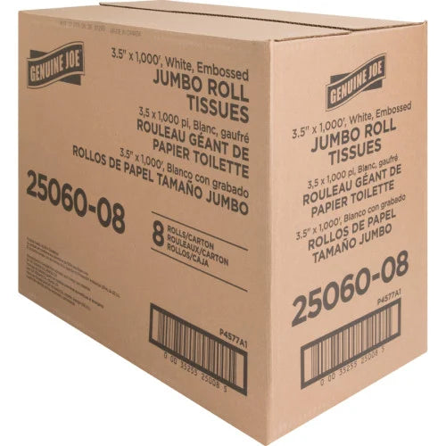 Genuine Joe® Jumbo Roll Toilet Paper, White 2-Ply, 8 Rolls (GJO2506008)