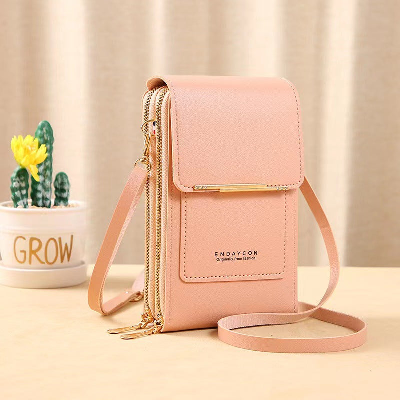 Bolsa Pequena Feminina com Área Transparente para Tela Sensível ao Toque