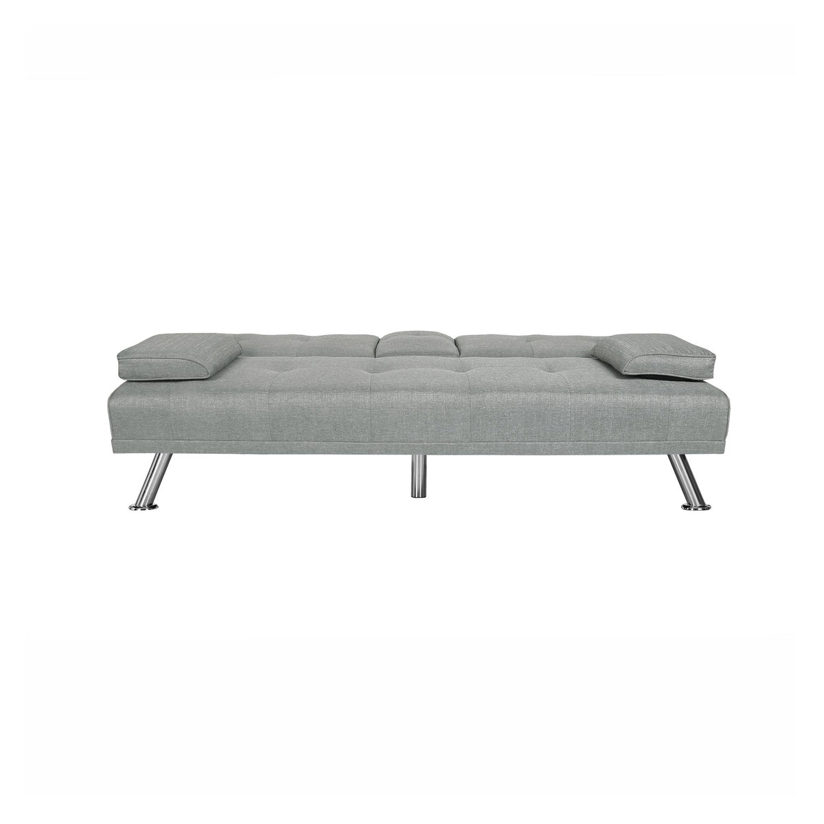 SOFÁ-CAMA FUTON TECIDO CINZA CLARO
