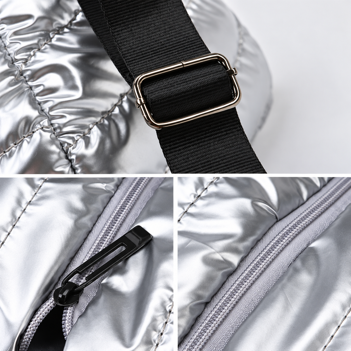 Glossy Quilted Travel Duffel Bag