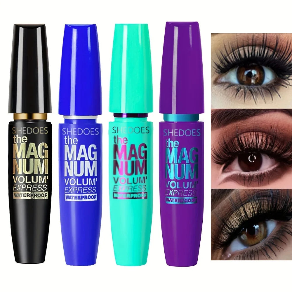 Máscara de Cílios 4D Black: Volume, Alongamento, Curvatura, Máscara de Fibra Líquida à Prova D'água