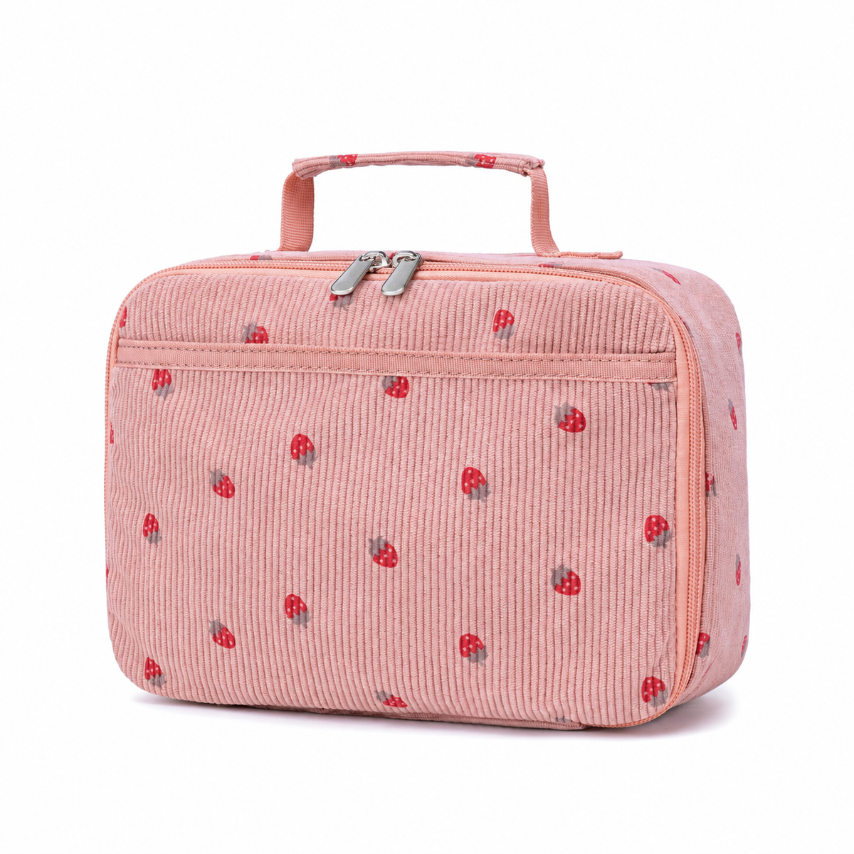Corduroy Lunch Bag with Zip Pockets