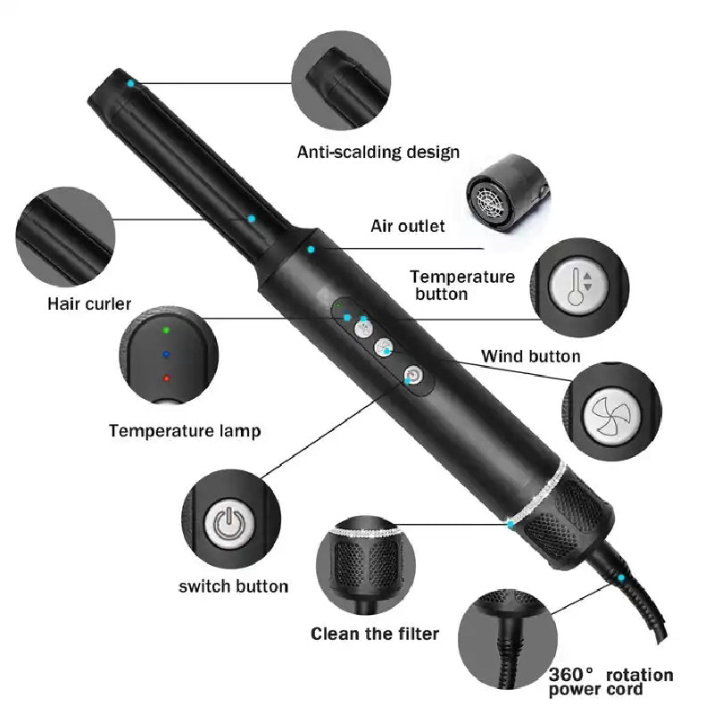 Secador de pelo profesional, set completo de peinado 7 en 1
