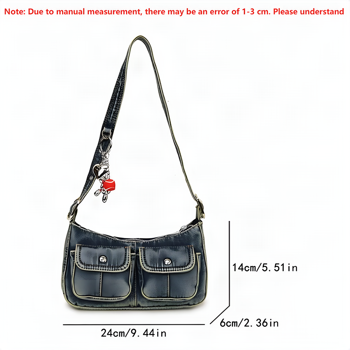 Denim Baguette Shoulder Bag