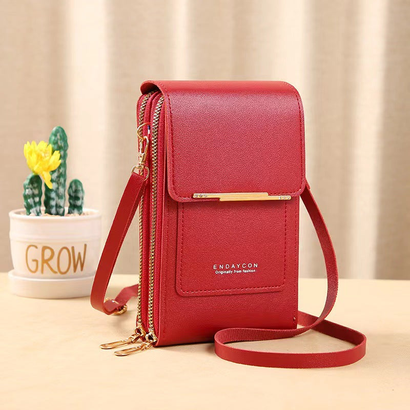 Bolsa Pequena Feminina com Área Transparente para Tela Sensível ao Toque