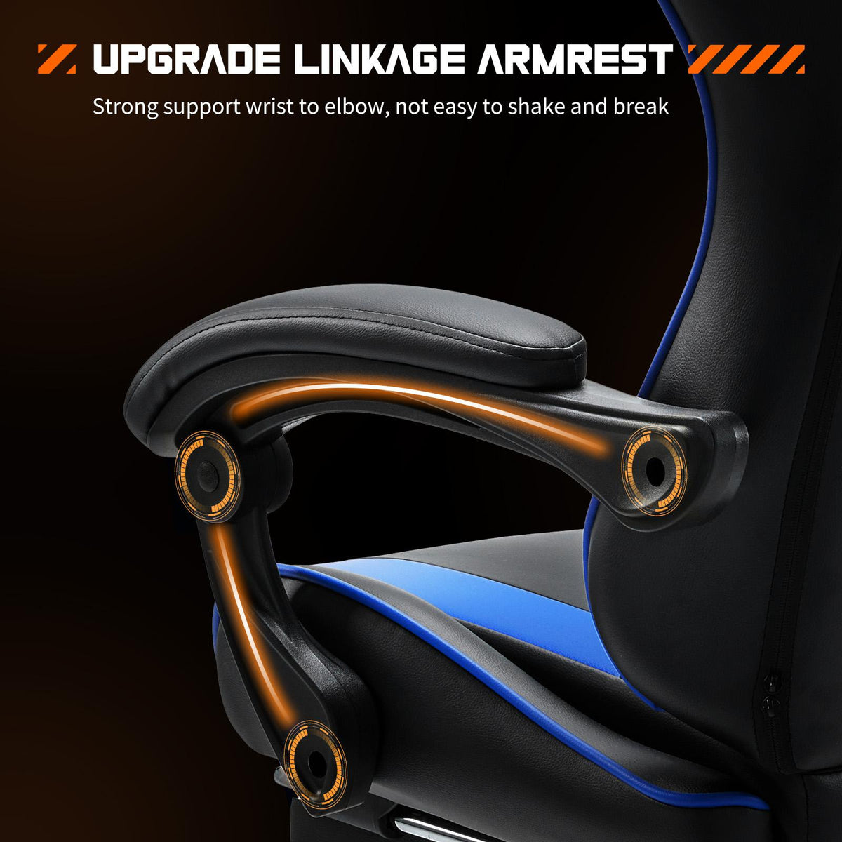 Silla de escritorio para videojuegos: computadora ergonómica con reposapiés y cómodo soporte lumbar, reclinable de piel sintética con reposacabezas, apoyabrazos fijos