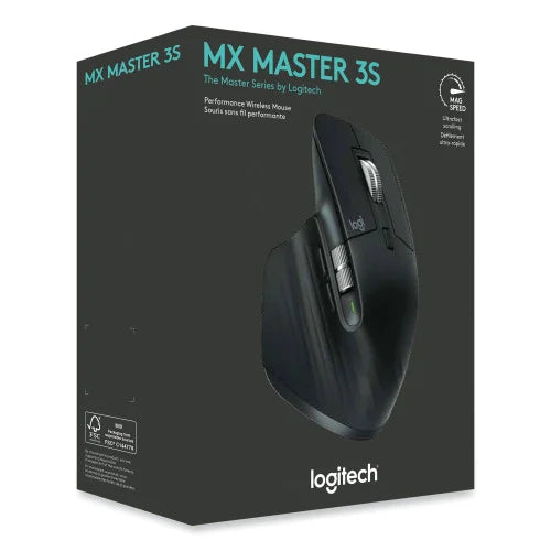 Logitech MX Master 3S Performance Wireless Mouse, 2.4 GHz Frequency/32 ft Wireless Range, Right Hand Use, Black (910006556)
