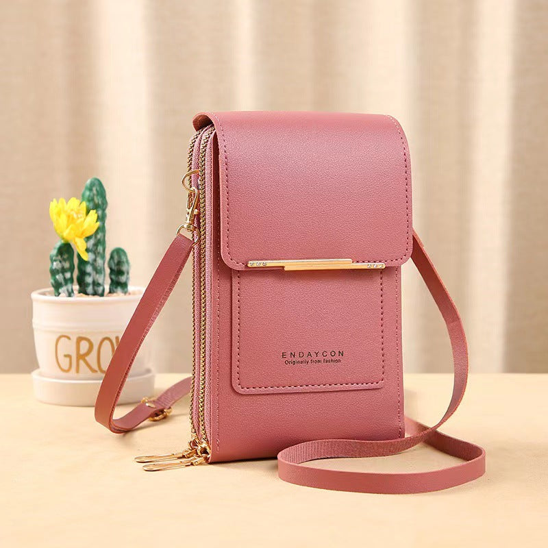 Bolsa Pequena Feminina com Área Transparente para Tela Sensível ao Toque