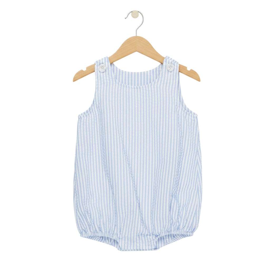 Blue Seersucker Bubble Romper