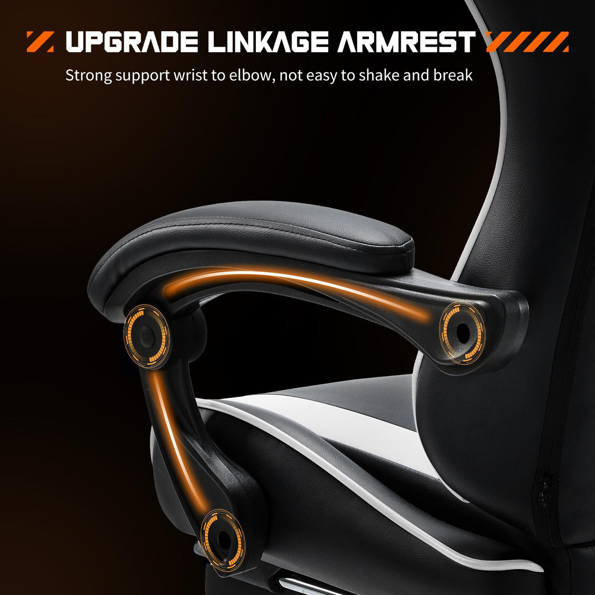 Cadeira Gamer para Computador - Ergonômica com Apoio para os Pés e Suporte Lombar Confortável, Reclinável em Couro PU com Encosto de Cabeça, Apoio de Braço Fixo