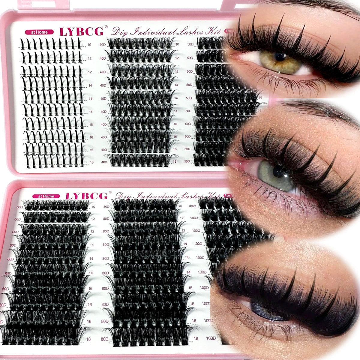 Pestañas individuales con efecto de pinchos, pestañas postizas en racimo, kit de racimos de pestañas curvatura D 10-20MM para extensiones de pestañas caseras, 6 estilos de racimos de pestañas