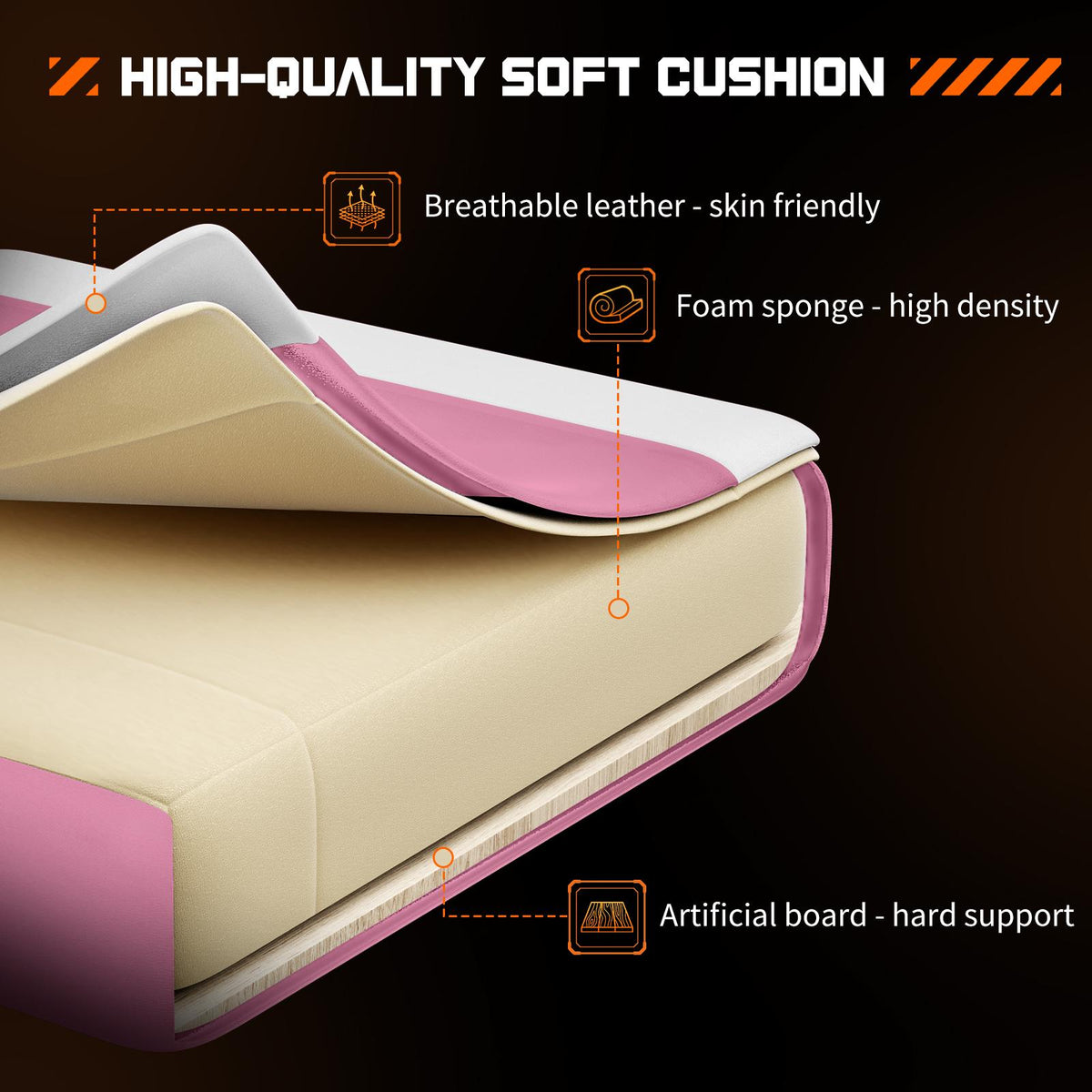 Silla gamer para escritorio: ergonómica para computadora con reposapiés y cómodo soporte lumbar, reclinable de piel sintética con reposacabezas, reposabrazos fijos.