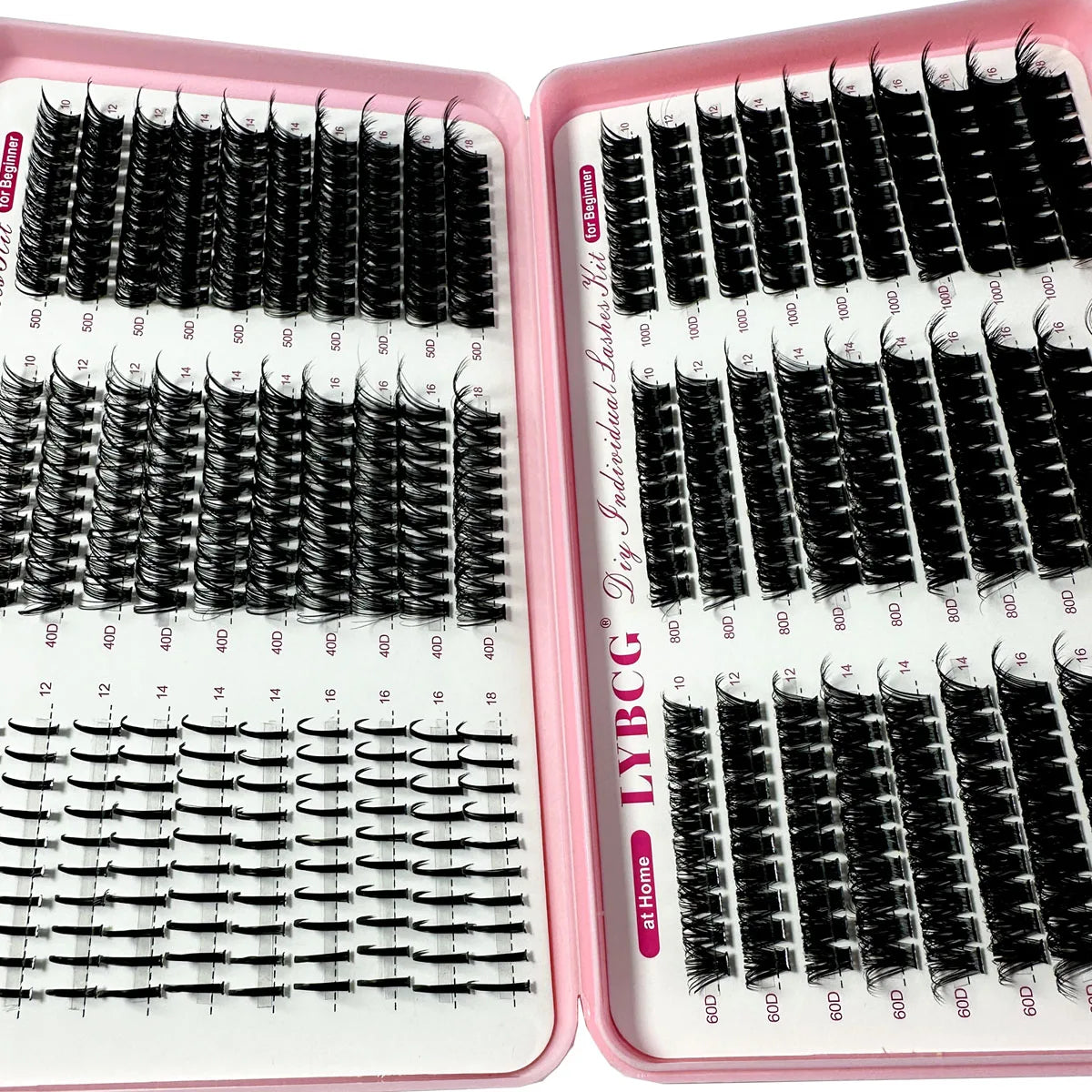 Pestañas individuales con efecto de pinchos, pestañas postizas en racimo, kit de racimos de pestañas curvatura D 10-20MM para extensiones de pestañas caseras, 6 estilos de racimos de pestañas