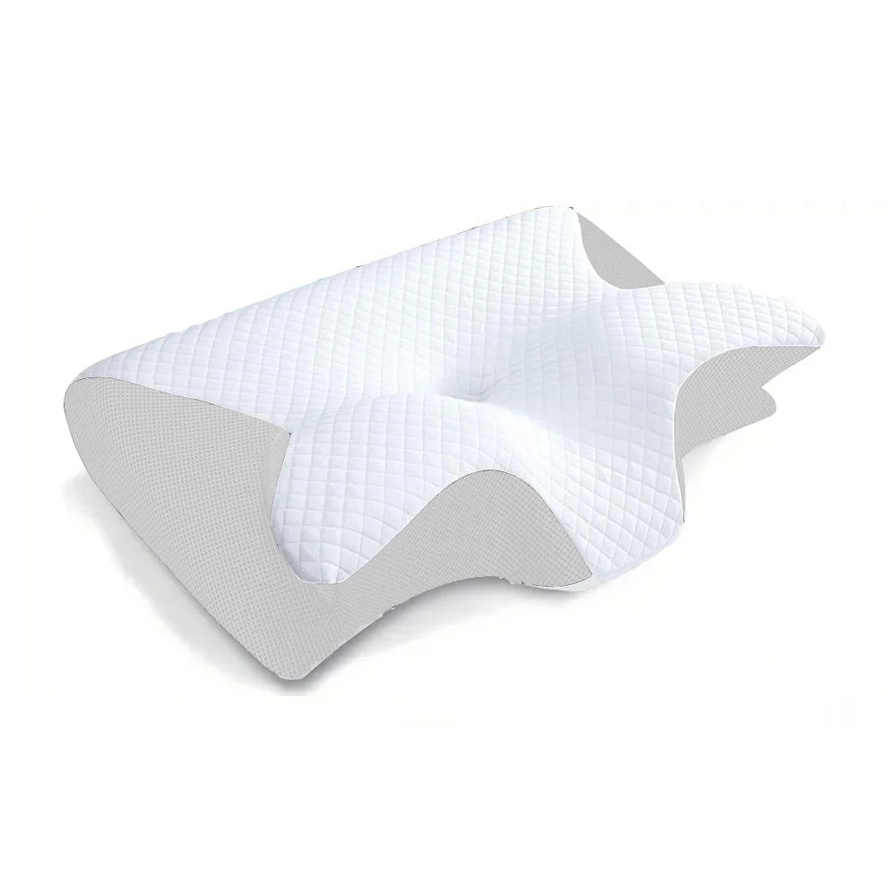 1 Travesseiro de Espuma Viscoelástica para o Pescoço, Travesseiro Ortopédico Ergonômico Contornado 2 em 1 para Alívio da Dor no Pescoço, Travesseiros de Suporte Contornados, Travesseiro para o Pescoço
