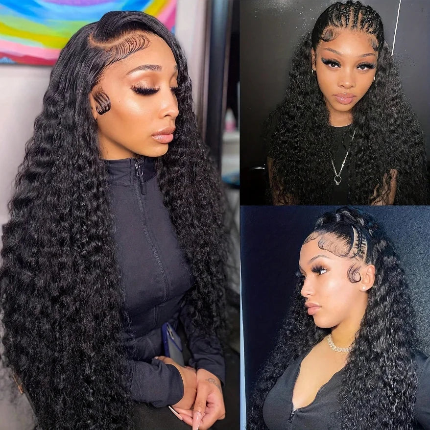 Deep Wave Human Hair Wig 13x4 Lace Front Wig For Women 200% Density Pre-Plucked With Baby Hair Transparent Lace Wig 22 Inch