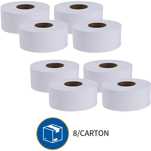 Genuine Joe® Jumbo Roll Toilet Paper, White 2-Ply, 8 Rolls (GJO2506008)