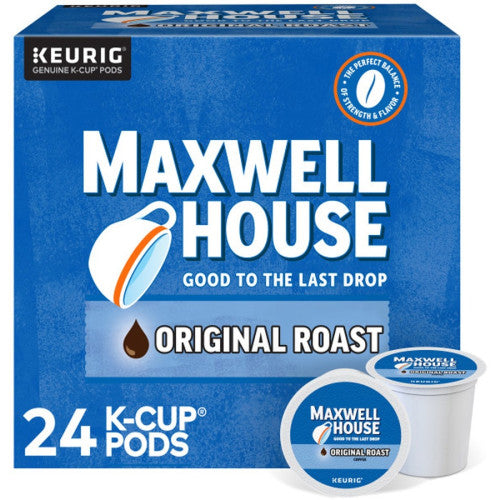 Maxwell House K-Cup Original Roast Coffee Compatible with Keurig Brewer - Medium - K-Cup - 24 / Box (8043)