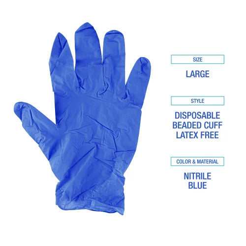 Boardwalk® Disposable Nitrile Gloves, Large, Blue, 4 mil, 100/Box (BWK380LBXA)