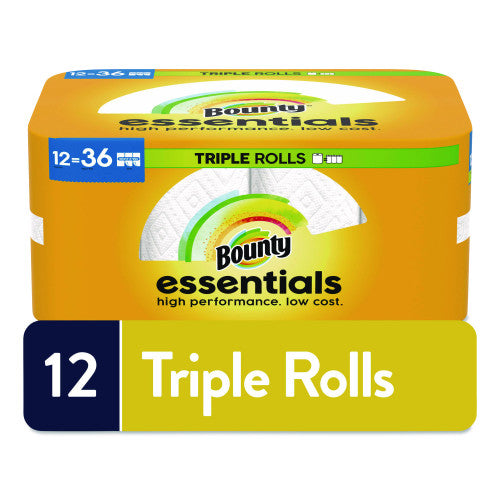 Bounty® Essentials Kitchen Paper Towel Rolls, 2-Ply, 162 Sheet Rolls, 12 Rolls (16681)