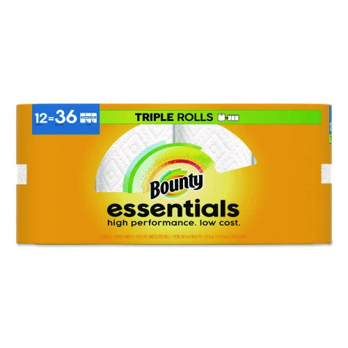 Bounty® Essentials Kitchen Paper Towel Rolls, 2-Ply, 162 Sheet Rolls, 12 Rolls (16681)