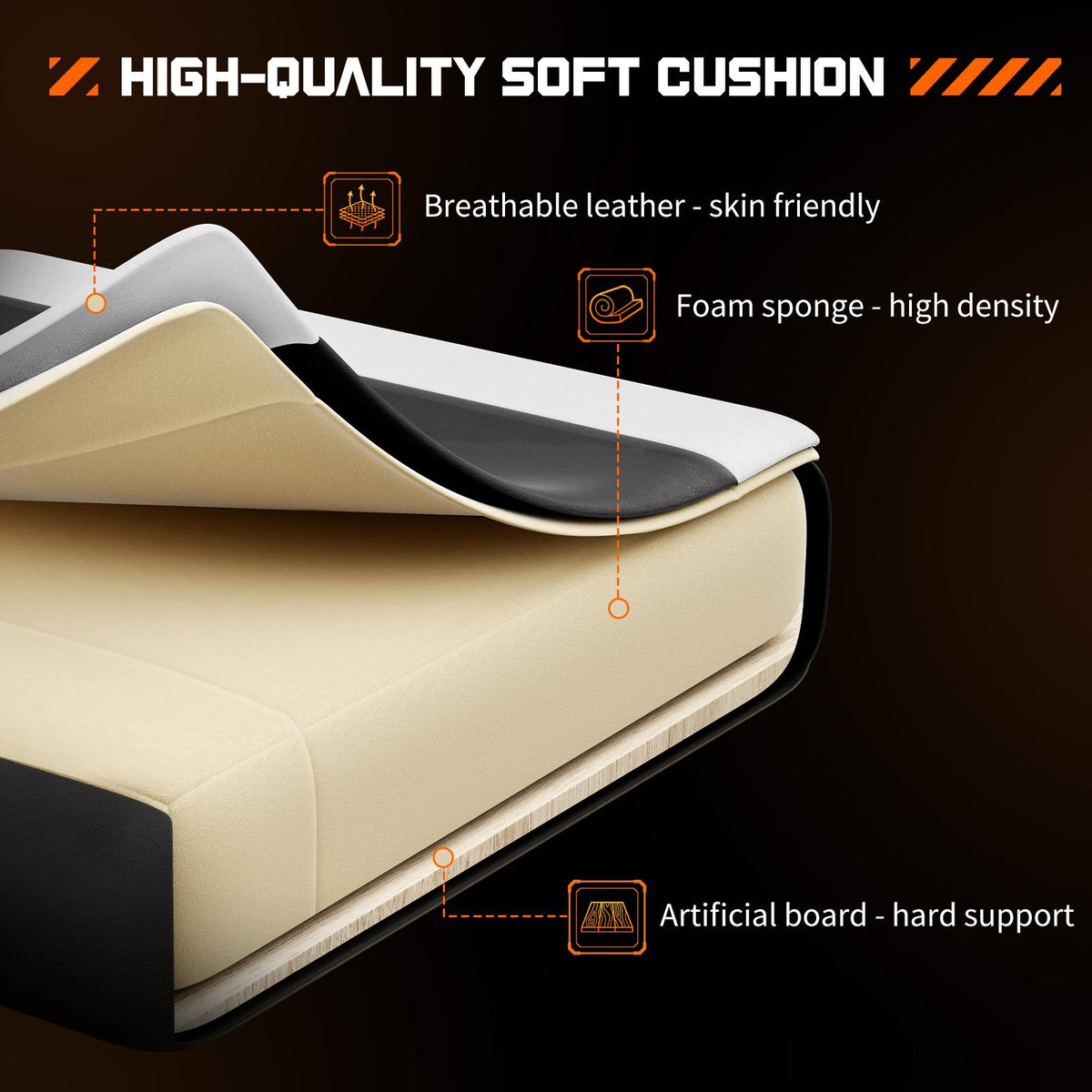 Cadeira Gamer para Computador - Ergonômica com Apoio para os Pés e Suporte Lombar Confortável, Reclinável em Couro PU com Encosto de Cabeça, Apoio de Braço Fixo