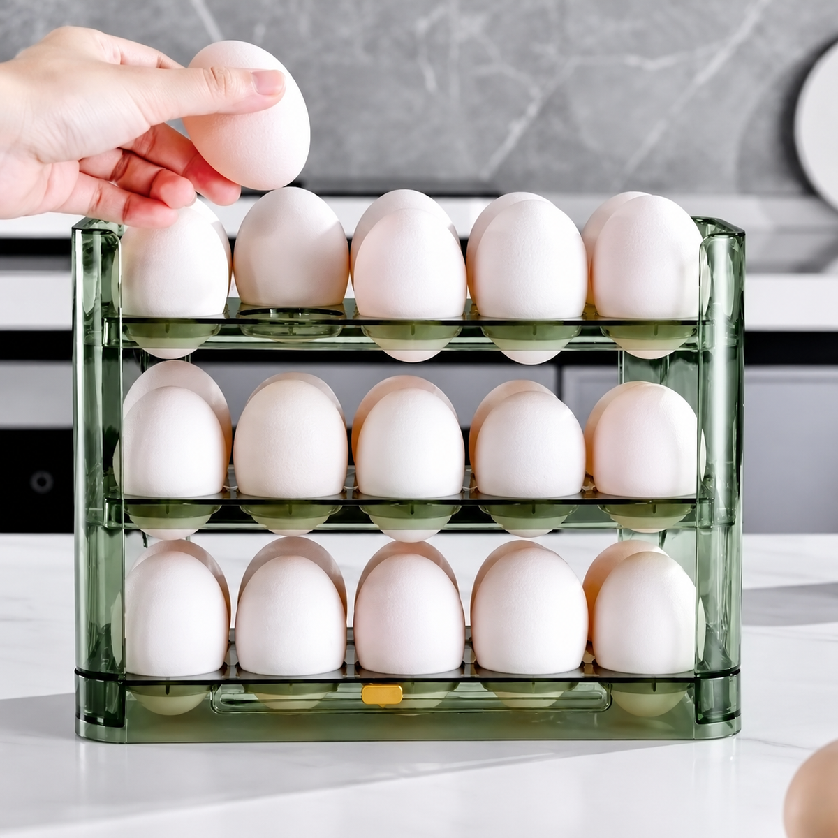 Estante giratorio para 30 huevos con indicador de fecha