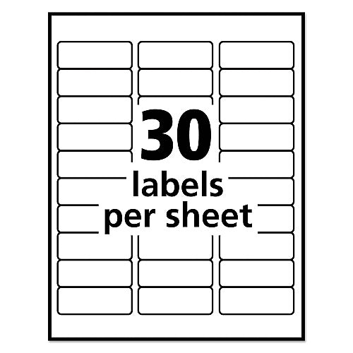 Etiquetas de Envio Ecológicas Avery, Impressoras Jato de Tinta/Laser, 2,54 x 6,67 cm, Brancas, 30 por folha, 100 folhas/pacote (48460)