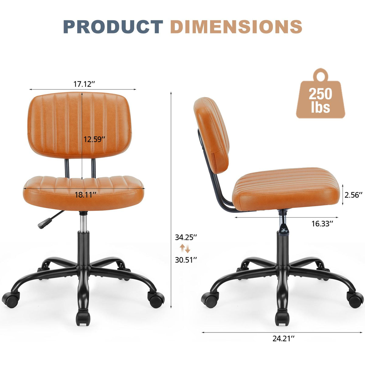 Adjustable Height 360° Rolling Swivel Computer Task Chair without Arm