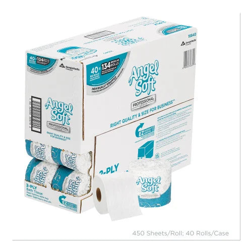 Papel higiénico prémium Georgia-Pacific Professional Angel Soft ps, apto para sistemas sépticos, 2 capas, blanco, 450 hojas/rollo, 40 rollos/caja (16840)