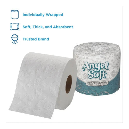 Papel higiénico prémium Georgia-Pacific Professional Angel Soft ps, apto para sistemas sépticos, 2 capas, blanco, 450 hojas/rollo, 40 rollos/caja (16840)