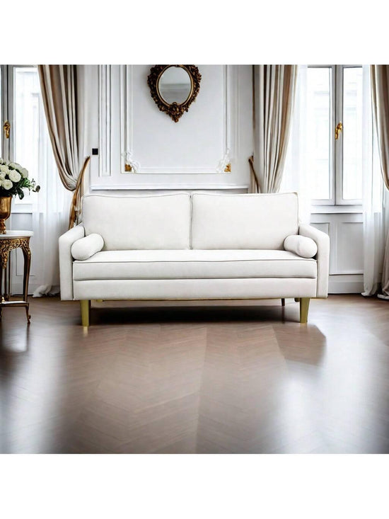 Linen Sofa Couch With 2 Pillows, Mid Century Modern Couches, 3 Seater  Couches For Bedroom Furniture, Home Office