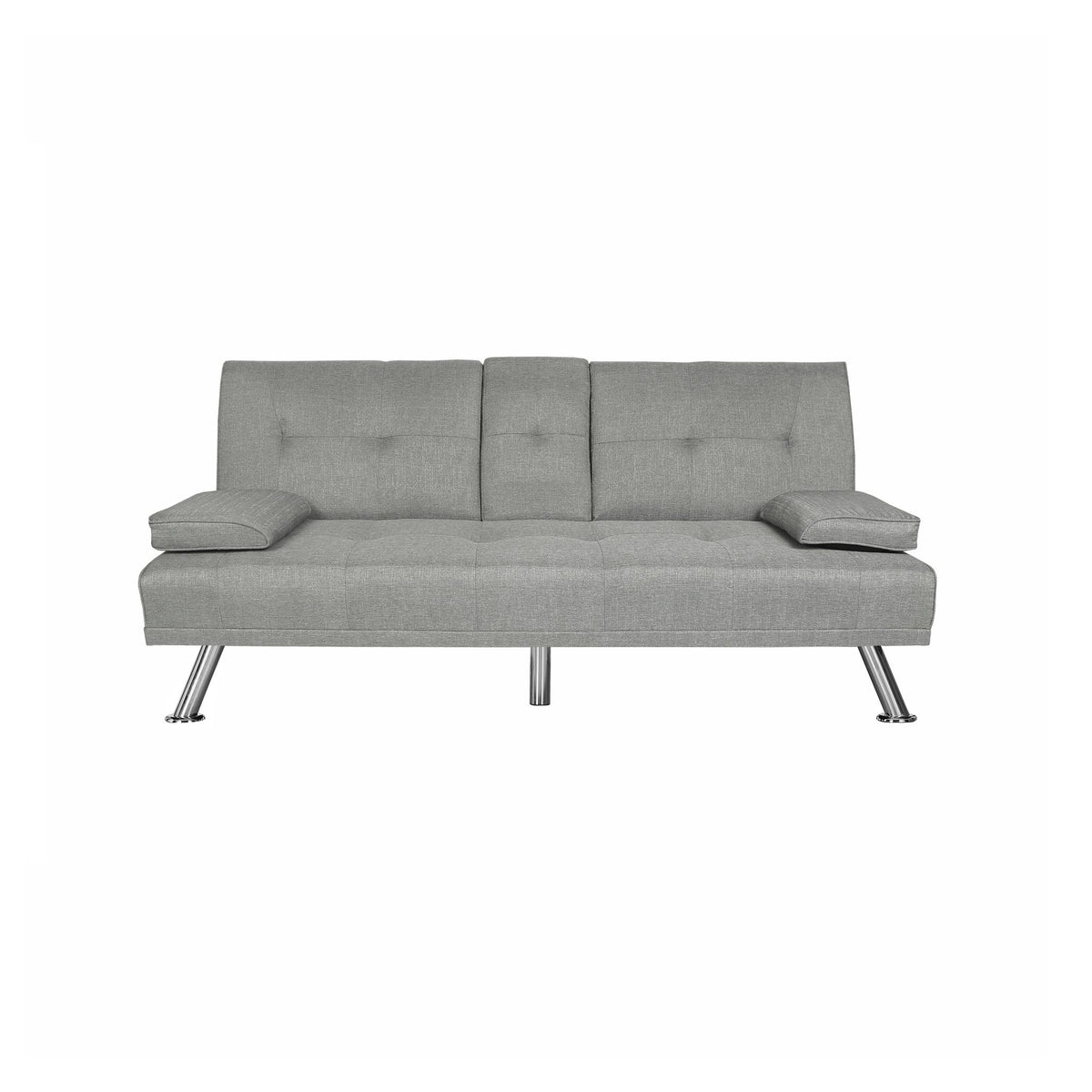 SOFÁ-CAMA FUTON TECIDO CINZA CLARO