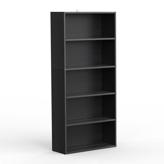 Industrial 5 Shelf Bookcase - Large 53 Inch Tall Floor Standing Open Bookshelf for Home Office, Living Room, and Bedroom Storage