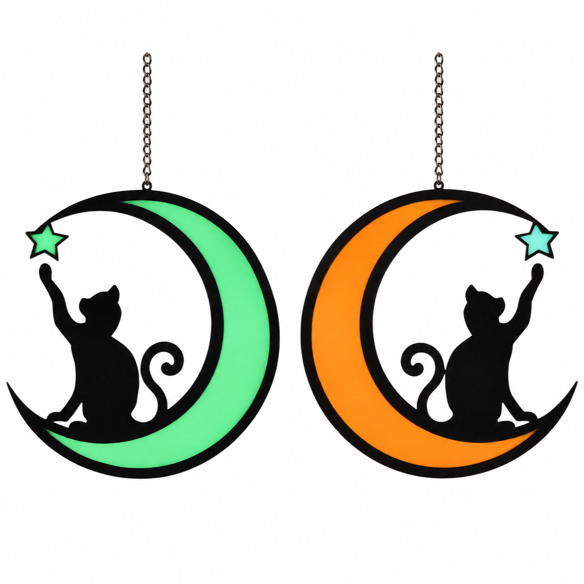 Decoración colgante de acrílico de gato y luna