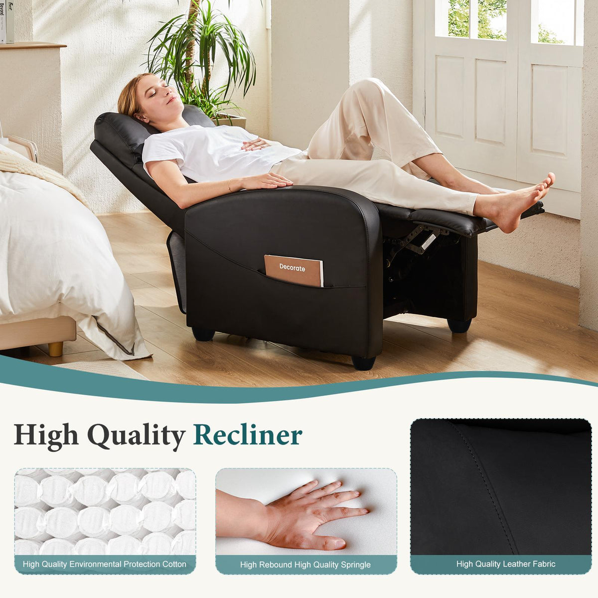 Sillón reclinable para adultos, sillón reclinable de masaje para sala de estar
