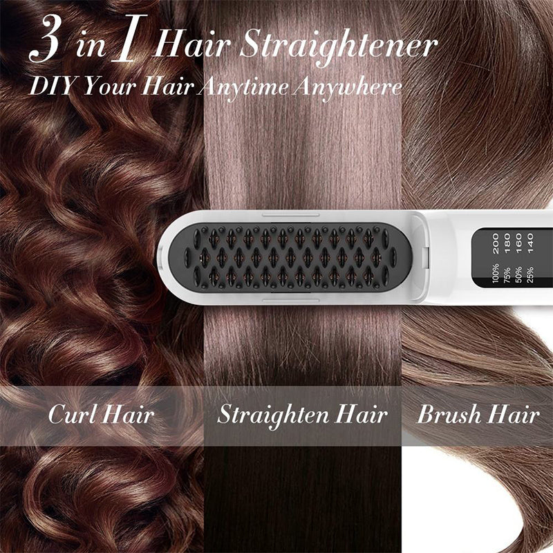 Plancha y peine profesional inalámbrico para el pelo