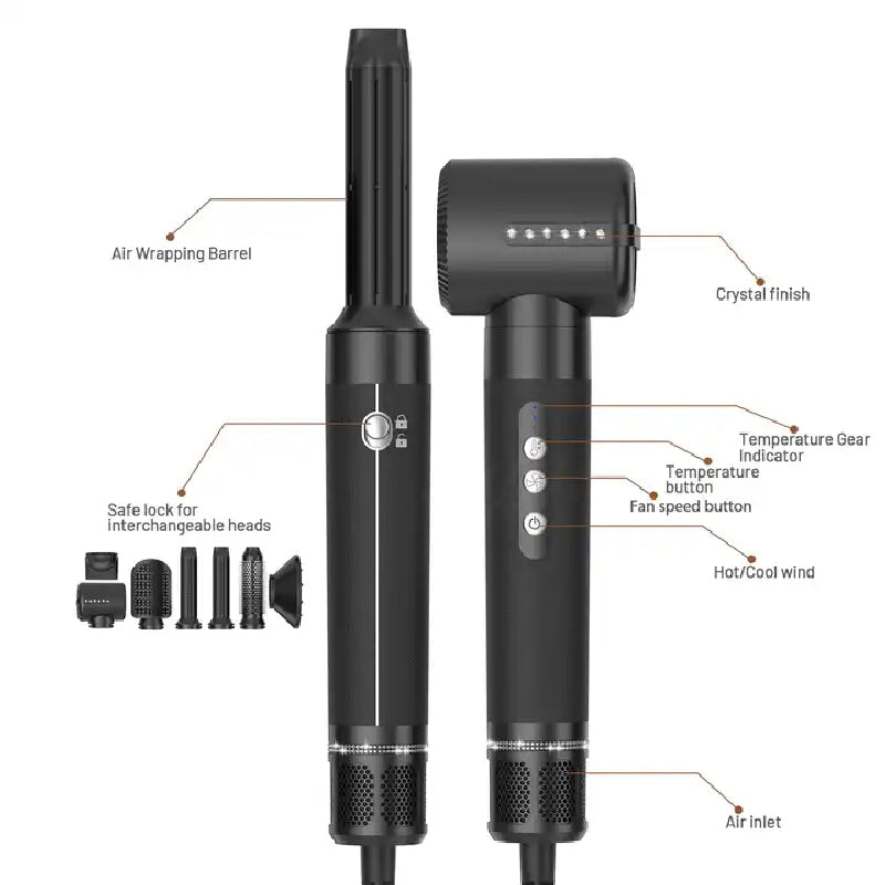 Secador de pelo profesional, set completo de peinado 7 en 1