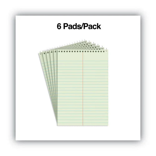 Universal Steno Pads, Gregg Rule, Red Cover, 80 Green-Tint 6 x 9 Sheets, 6/Pack (UNV86920PK)