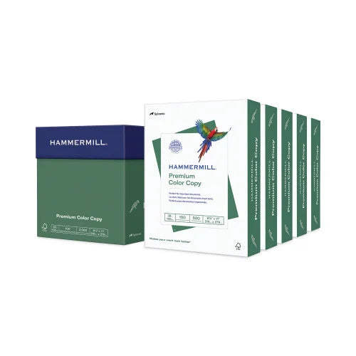 Hammermill Premium Color Copy Print Paper, 100 Bright, 28 lb Bond Weight, 8.5 x 11, Photo White, 500 Sheets/Ream, 5 Reams/Carton (102450)