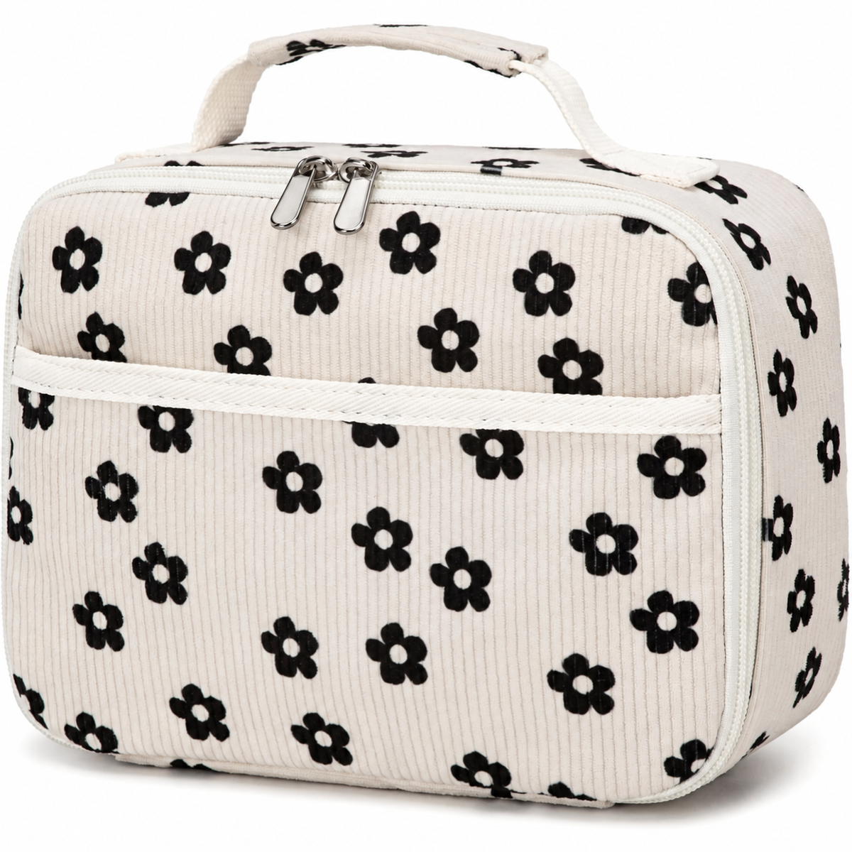 Corduroy Lunch Bag with Zip Pockets