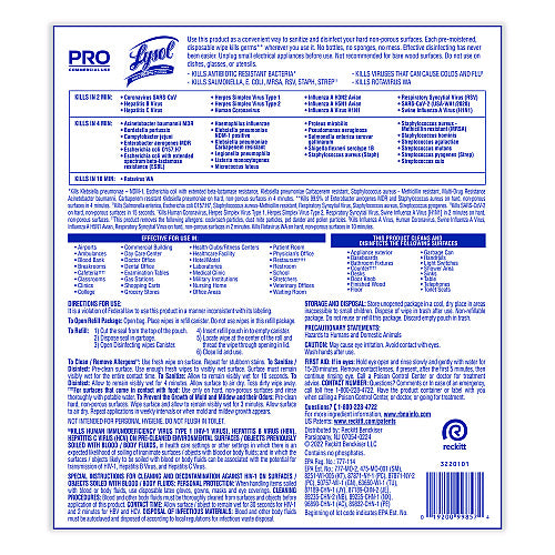Lysol® Pro Disinfecting Wipe Bucket Refill, 2 Bags, 1600 Wipes (99857CT)
