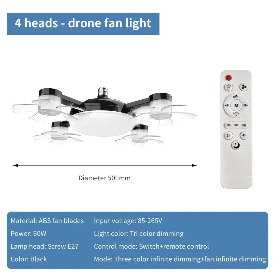 Luminária de Ventilador de Teto com Soquete