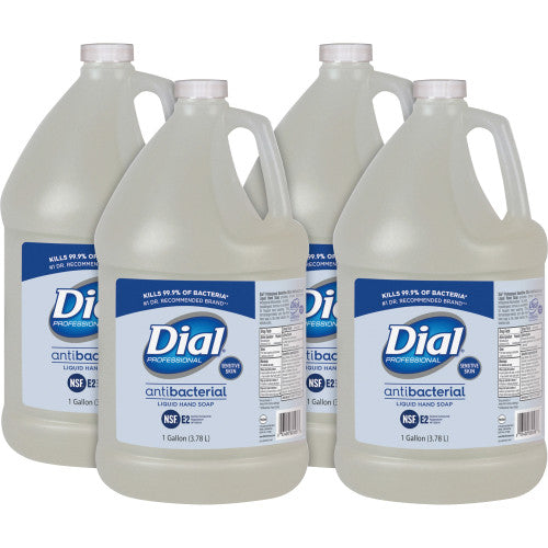 Dial Antibacterial Liquid Hand Soap for Sensitive Skin Refill, Light Floral Scent, 1 gal, 4/Carton (82838)