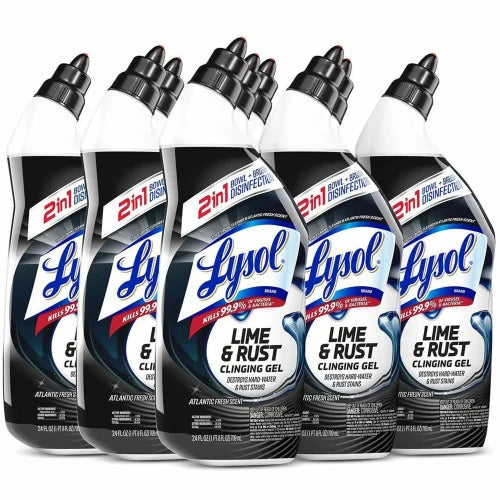 Lysol® Toilet Bowl Cleaner, Lime/Rust Remover, 24 oz, 9 Bottles (98013)