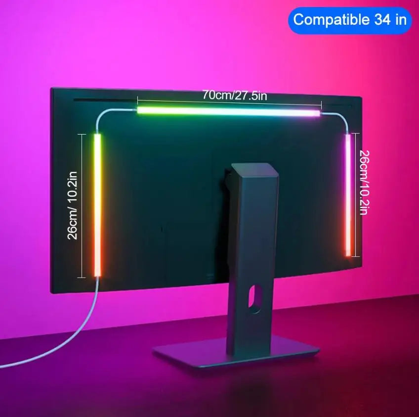 USB RGBIC LED Strip Lights for PC Monitor, App Controlled Gaming Backlight with Music Sync, 24 to 34 Inch Computer Screen LED Lighting for Gaming Room Decor
