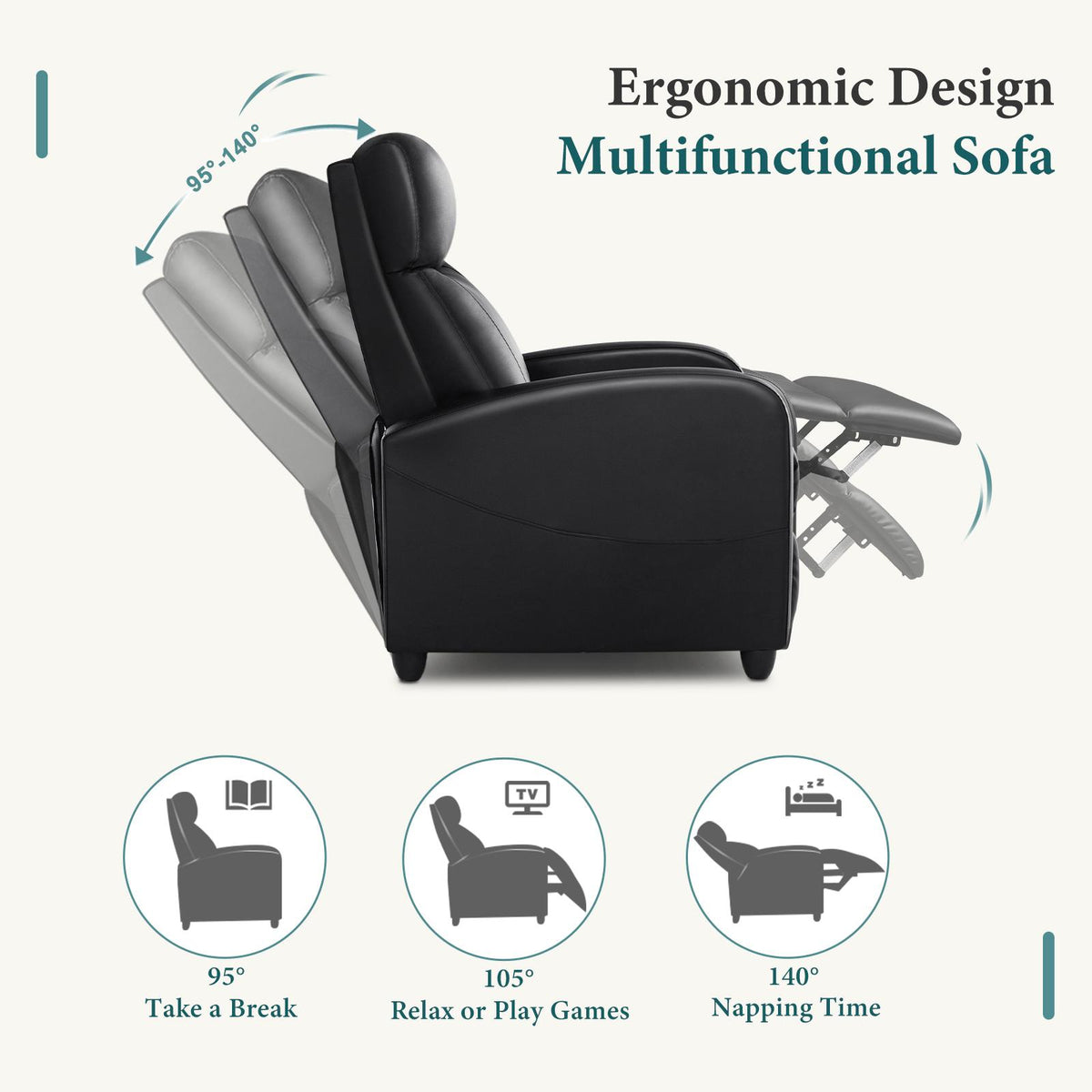 Sillón reclinable para adultos, sillón reclinable de masaje para sala de estar