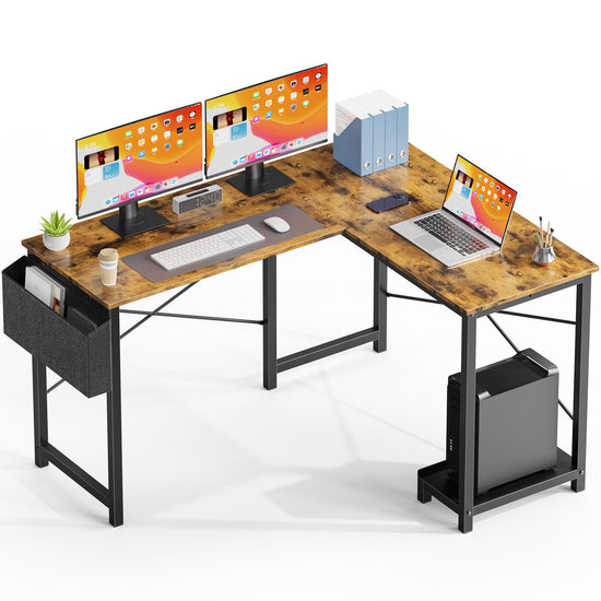 L Shaped Desk,Computer Corner Desk,PC Gaming Desk Table with Side Storage Bag