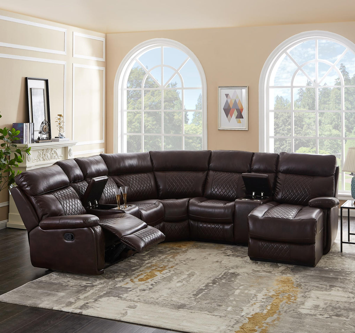 Conjunto de sala de estar reclinável manual seccional (Este produto é um item superdimensionado/LTL)