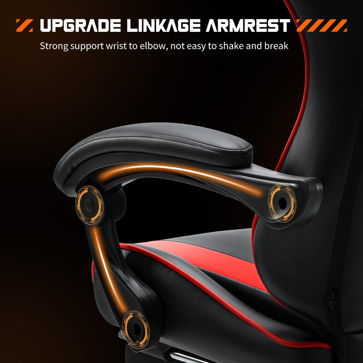 Cadeira Gamer para Computador - Ergonômica com Apoio para os Pés e Suporte Lombar Confortável, Reclinável em Couro PU com Encosto de Cabeça, Apoio de Braço Fixo